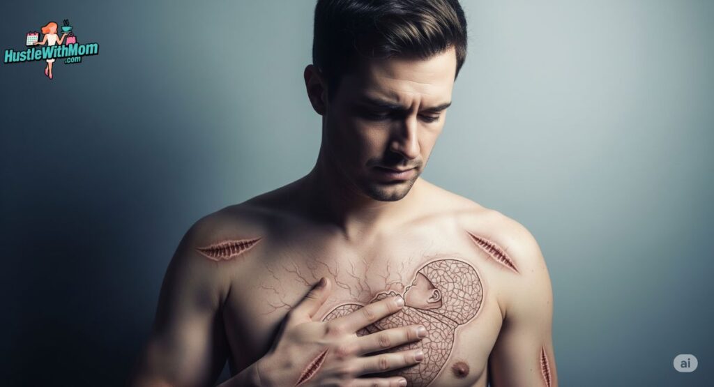 a-man-showcasing-a-tattoo-on-his-chest-representing-the-theme-of-mother-related-wounds-in-men.