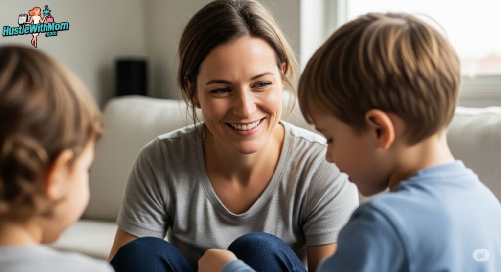 a-woman-and-two-children-relax-on-a-couch-sharing-a-joyful-moment-in-a-warm-and-inviting-living-space.