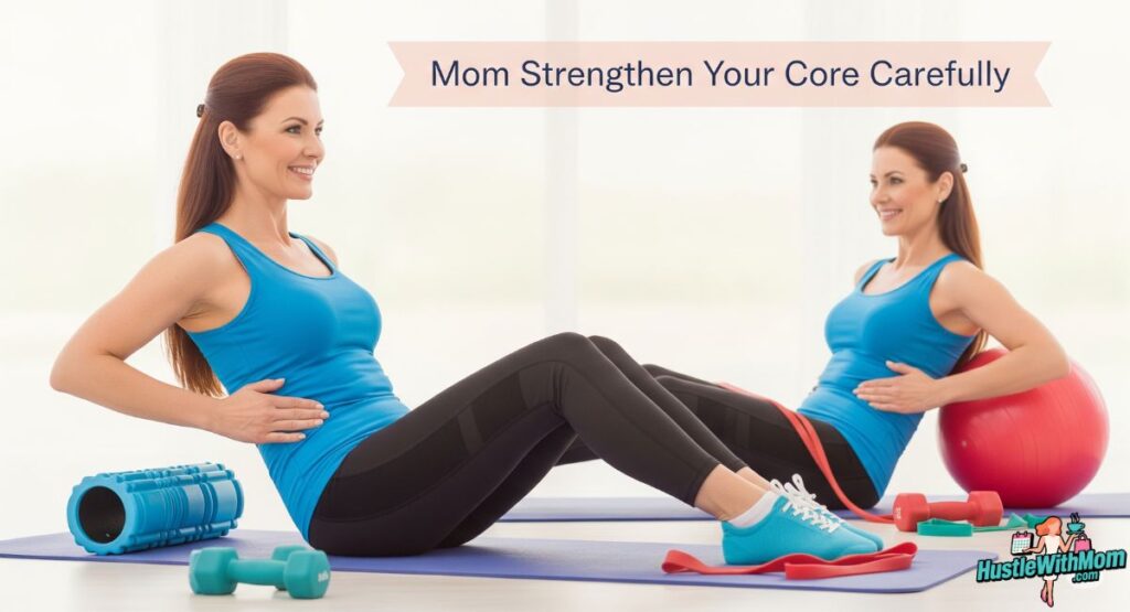 a-woman-performs-squats-in-aa-mom-engages-in-a-core-strengthening-exercise-showcasing-a-safe-and-comfortable-approach-to-fitness-gym-promoting-safe-exercise-to-help-reduce-post-pregnancy-belly-fat