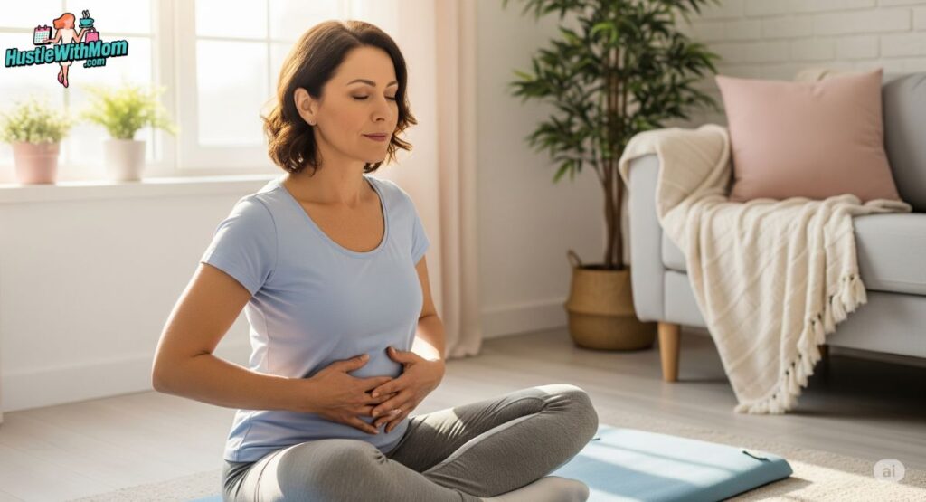 a-woman-practicing-deep-breathing-techniques-while-sitting-on-a-yoga-mat-in-her-living-room.