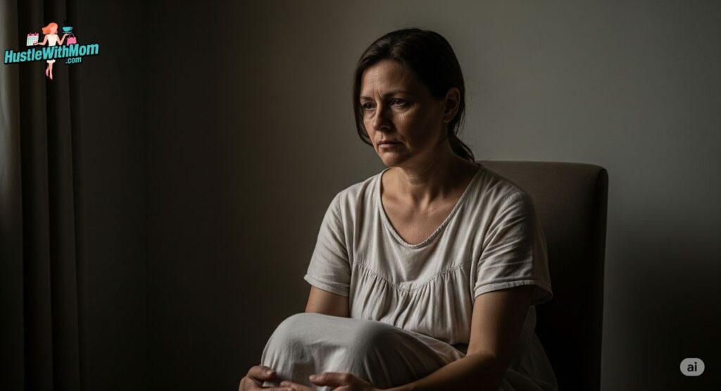 a-woman-sitting-in-a-chair-hands-resting-on-her-knees-reflecting-on-mother-related-emotional-wounds-in-her-life