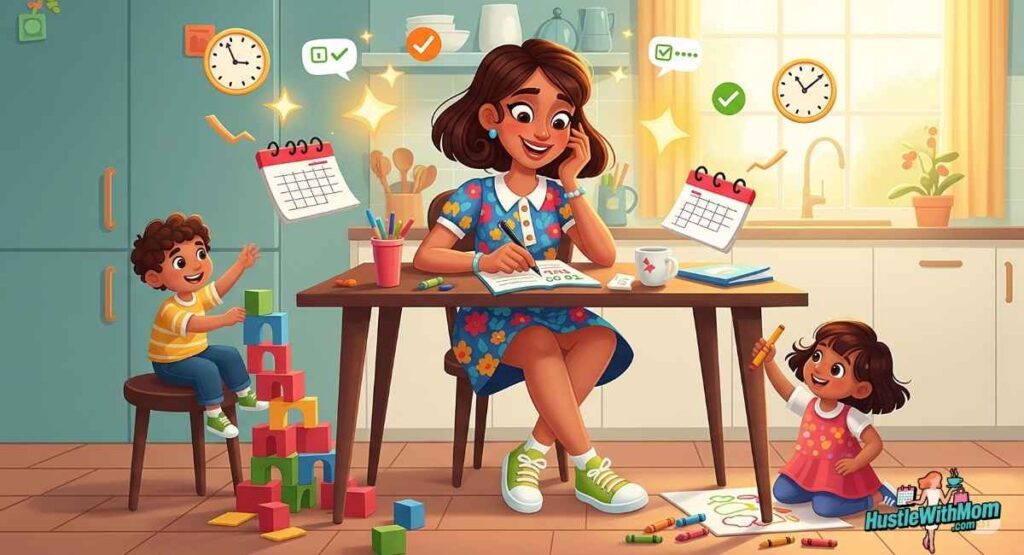 a-woman-and-her-children-gather-around-the-kitchen-table-sharing-moments-of-joy-and-connection-in-a-family-setting.