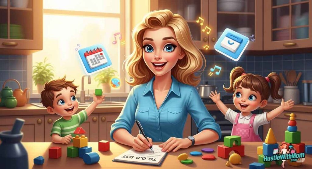 a-woman-and-two-children-interact-in-a-kitchen-illustrating-tips-for-moms-balancing-work-and-family-life.