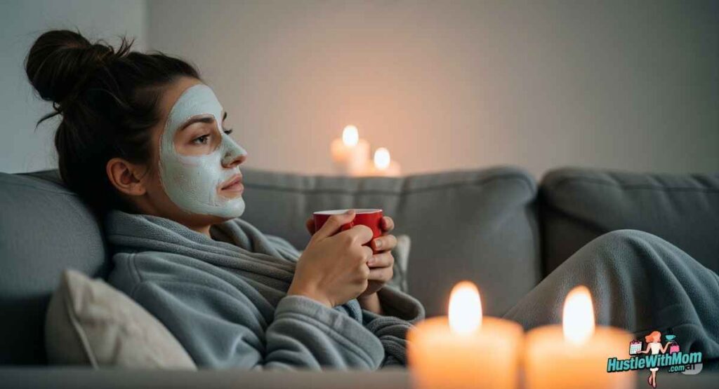 a-woman-wearing-a-face-mask-enjoys-a-cup-of-coffee-embodying-self-care-amidst-a-busy-lifestyle.