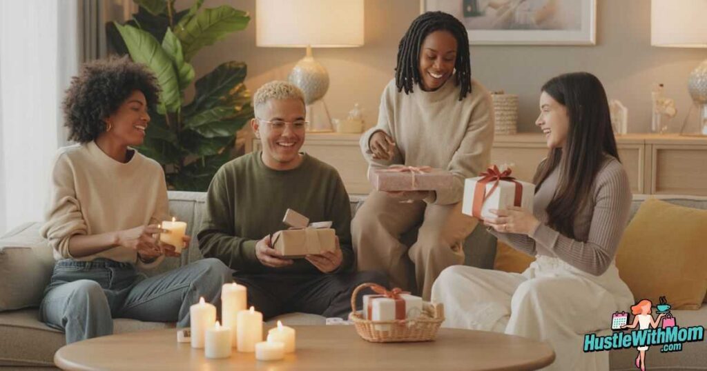 diverse-group-of-people-in-the-usa-enjoying-self-care-gifts-like-candles-spa-kits-and-skincare-reflecting-growing-wellness-trends