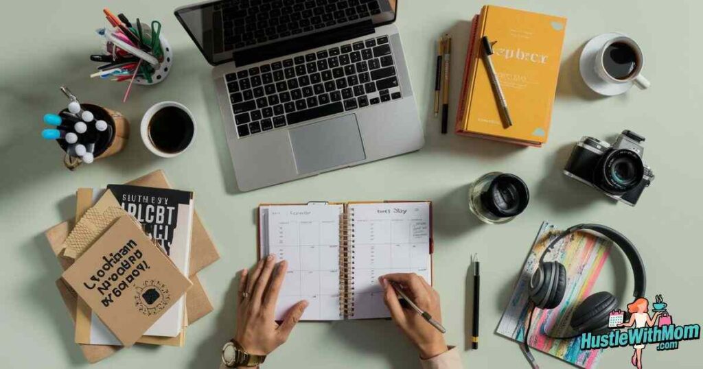 flat-lay-showing-tools-for-the-best-stay-at-home-mom-jobs-in-2025-such-as-freelance-writing-tutoring-design-and-photography