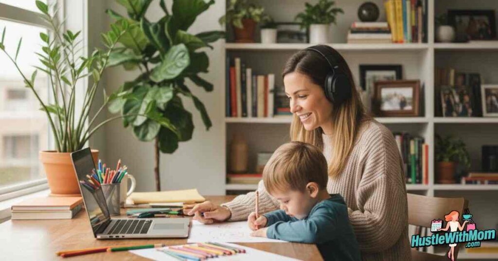 single-mom-working-from-home-on-a-laptop-while-caring-for-her-child