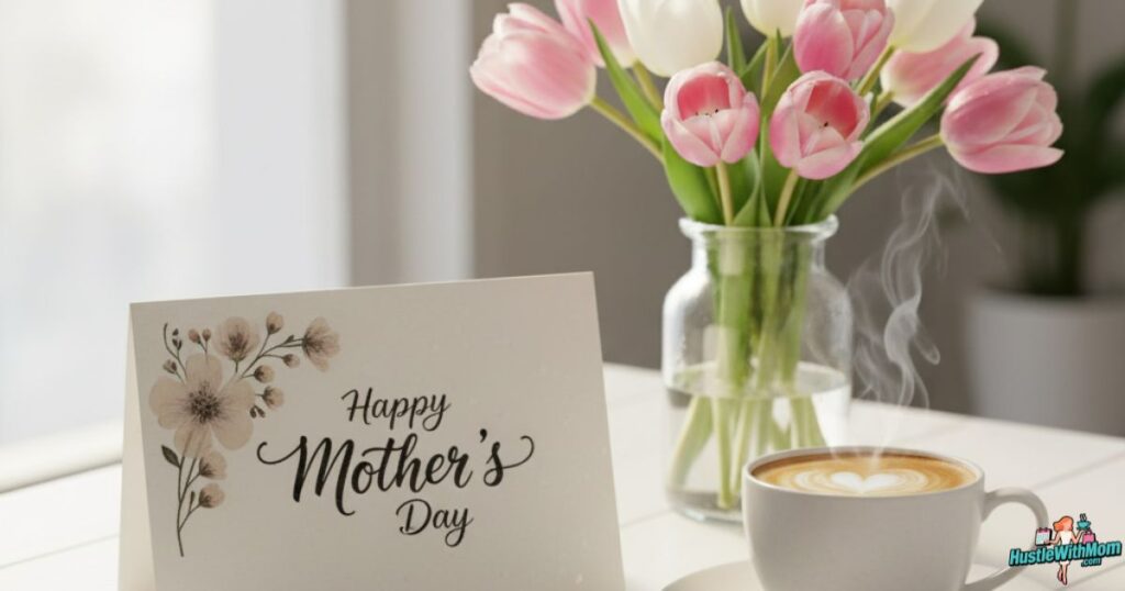 beautiful-real-photo-of-a-handwritten-mothers-day-card-with-pink-tulips-and-coffee-on-a-table