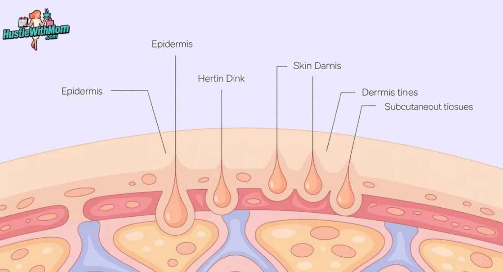 Close-up medical illustration showing what skin tags during pregnancy look like and where they commonly appear.