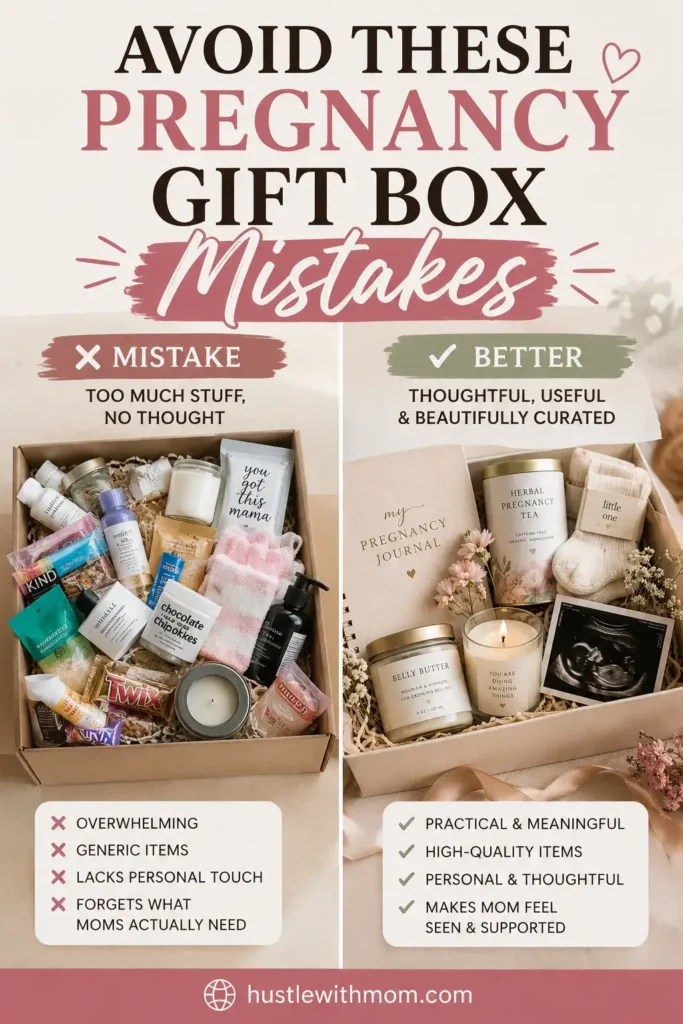 Comparison of good and bad pregnancy gift box ideas.