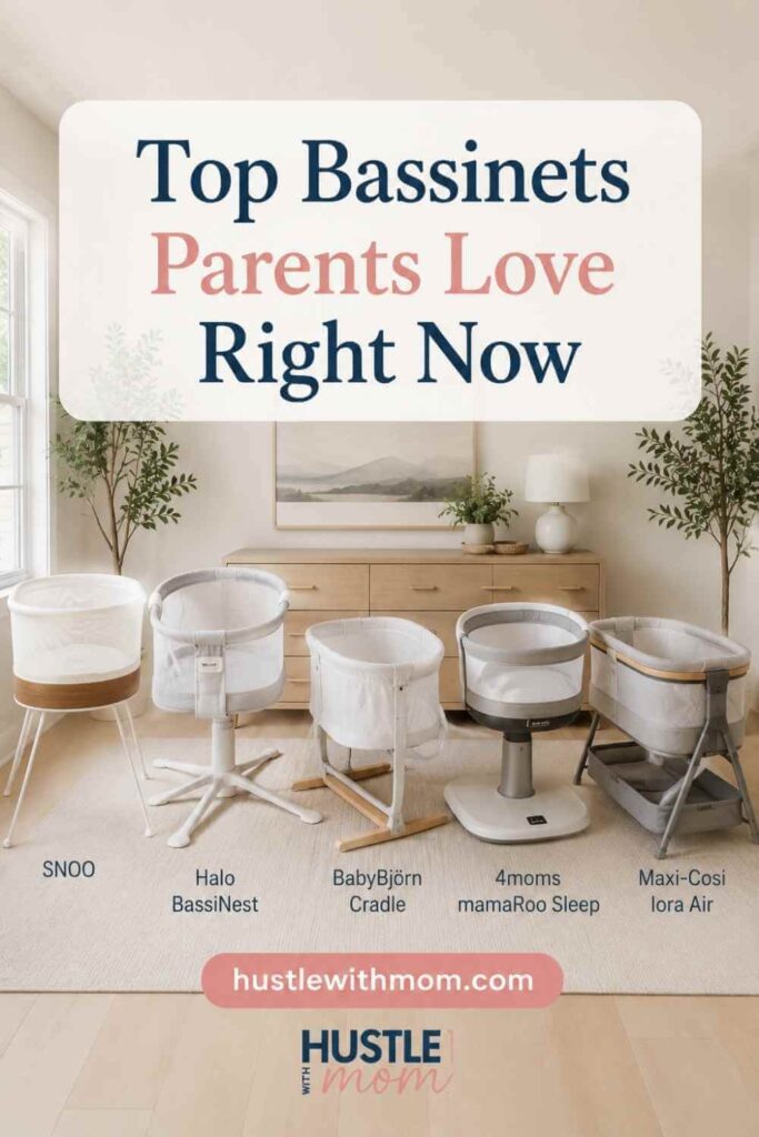 Collection of popular baby bassinets displayed in modern nursery.