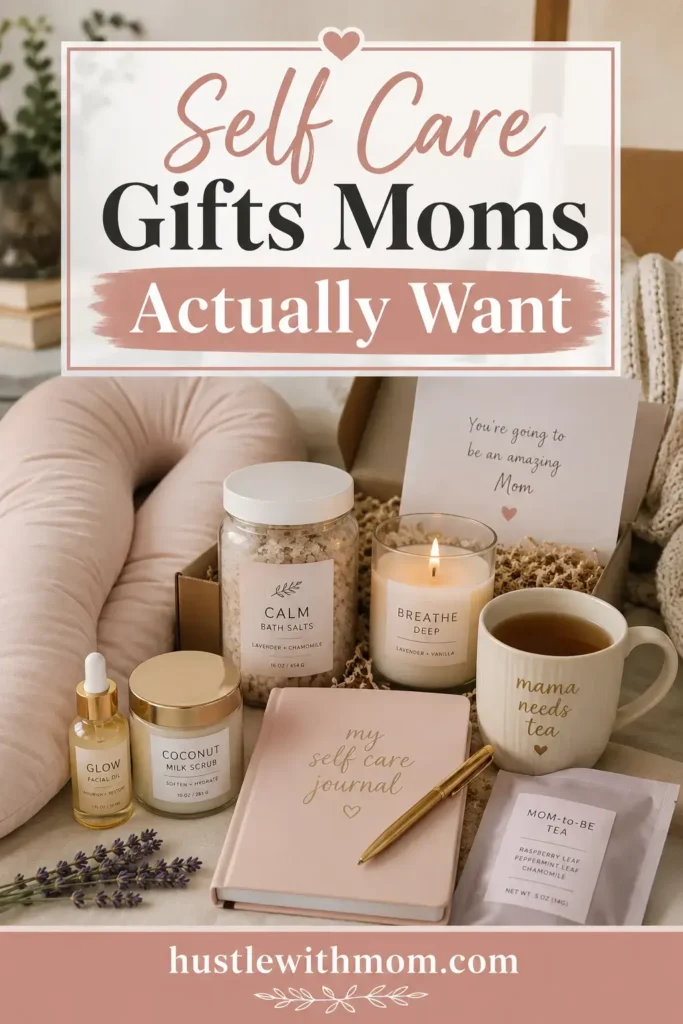 Pregnancy self care gifts arranged beautifully with a gift box.