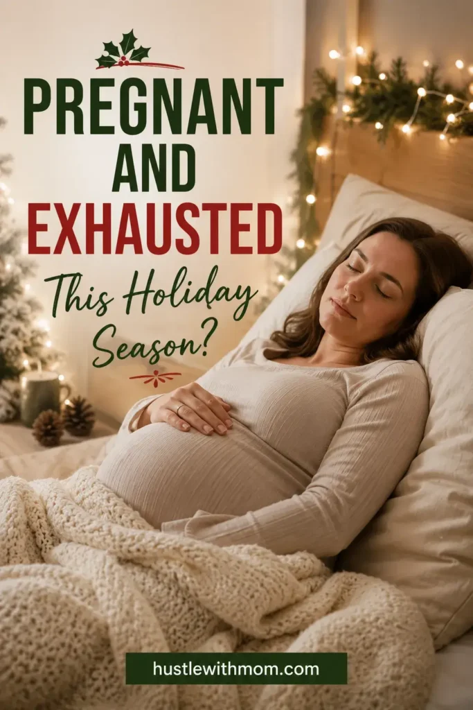 Pregnant woman resting comfortably during the holiday season.