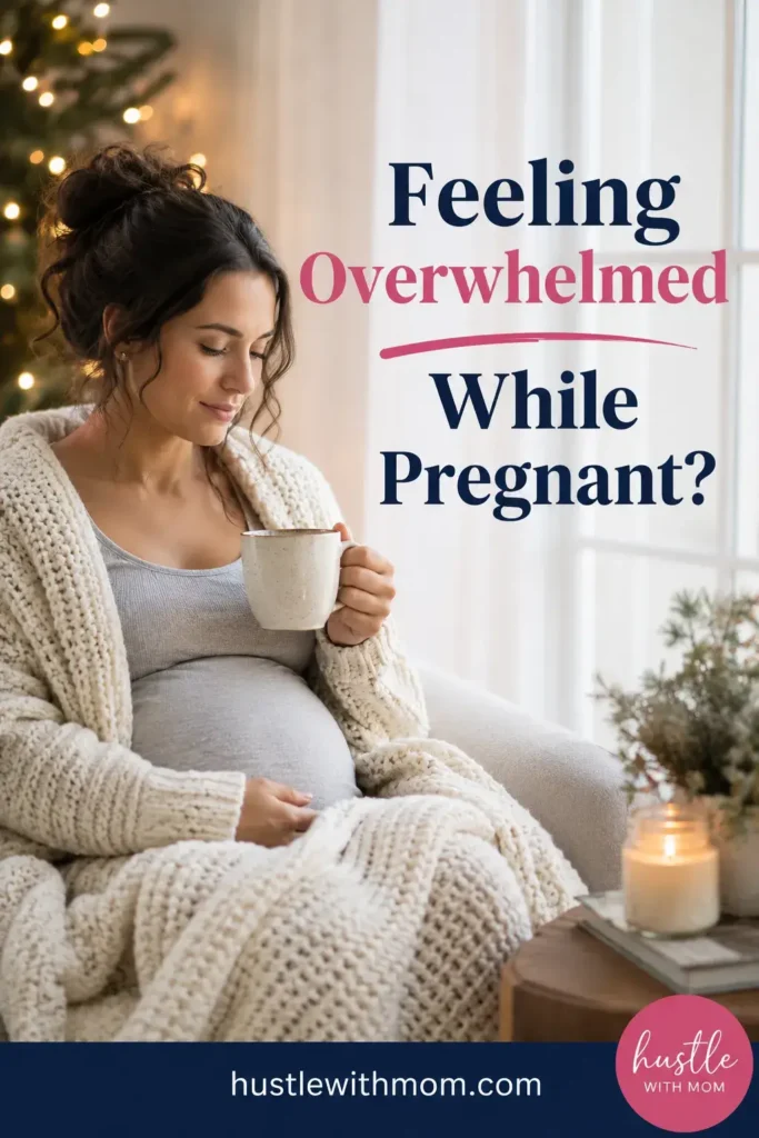 Pregnant woman practicing self care during the holiday season.