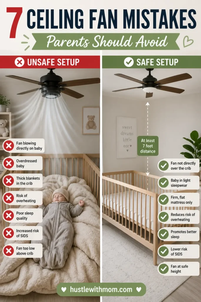 Safe and unsafe baby sleep setup comparison.