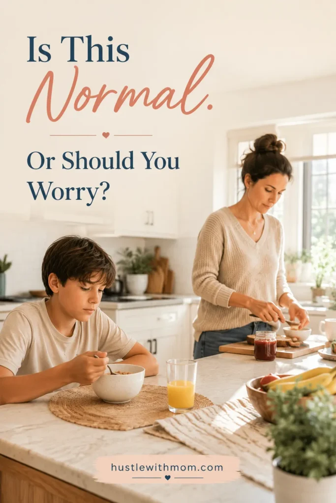 Stepparent and stepchild sharing a quiet breakfast with emotional distance.