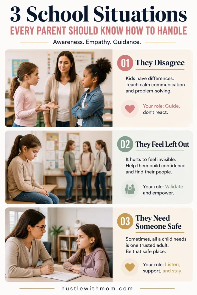 Visual comparison showing conflict, bullying, and abuse involving children.