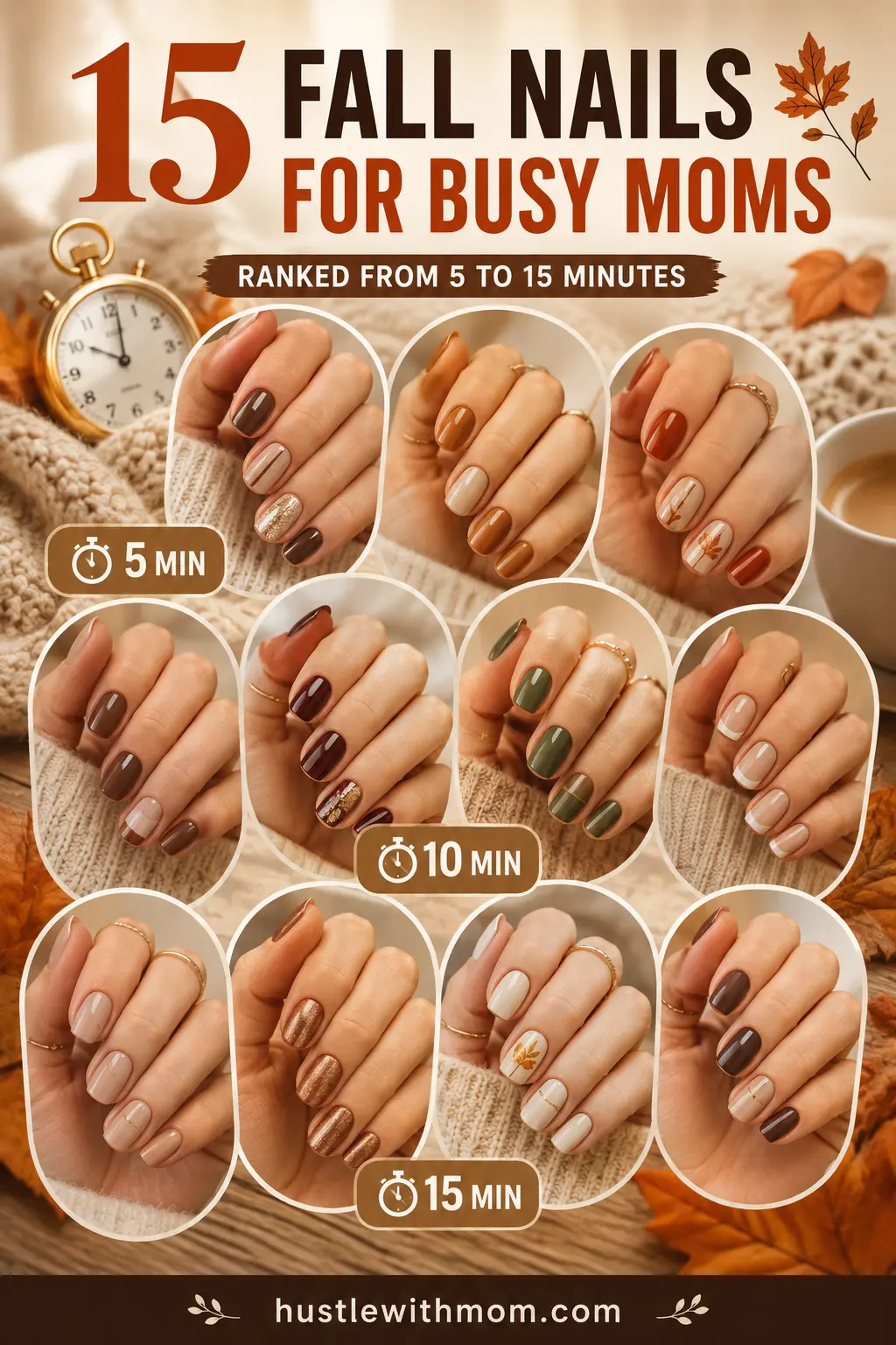 College of 15 simple fall nail ideas for moms ranked by application time from quick to longer designs