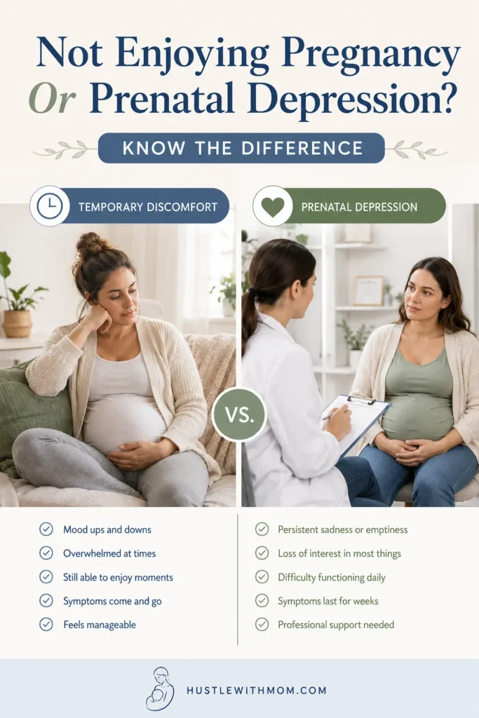 Comparison between normal pregnancy struggles and talking with a healthcare professional.