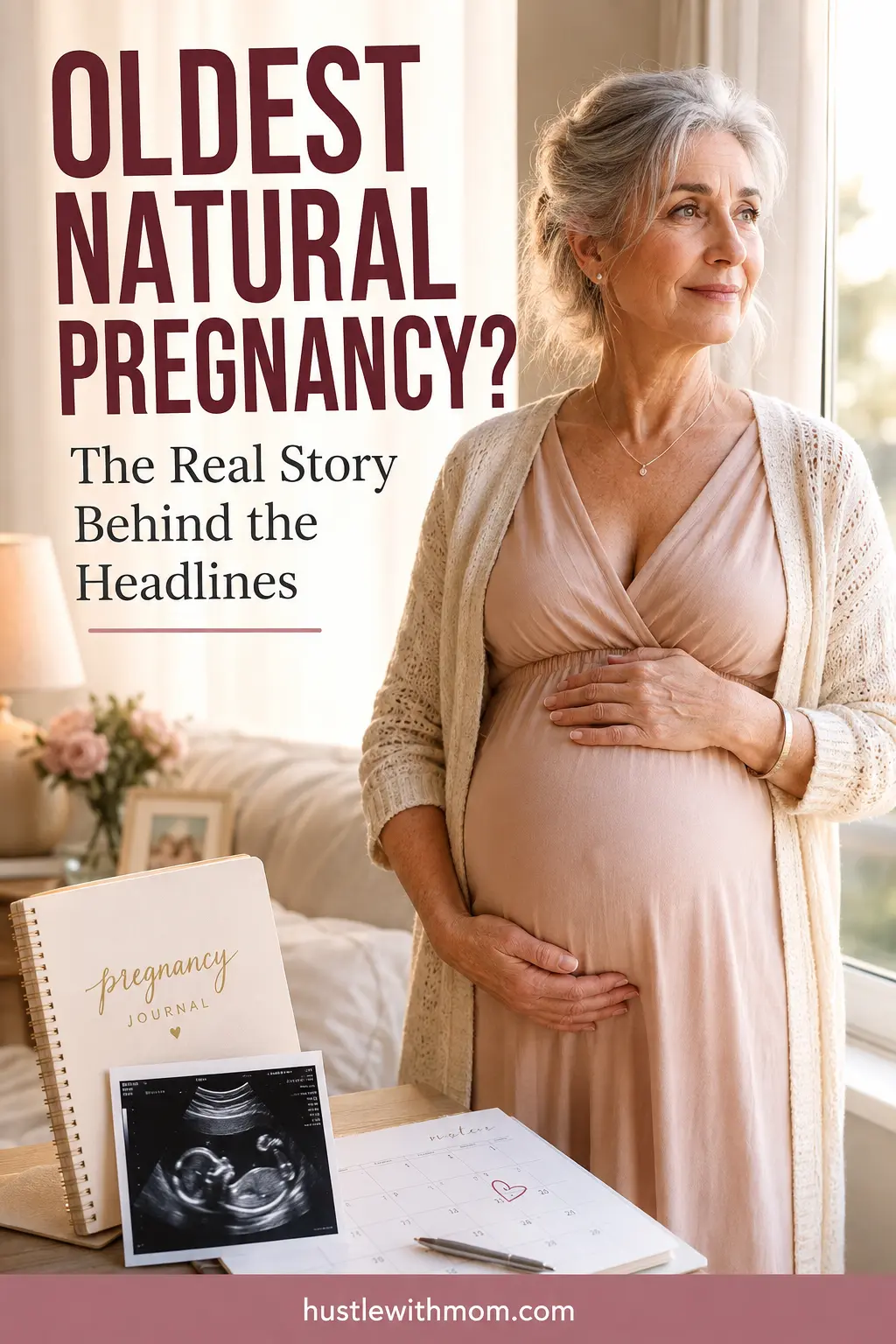 Mature pregnant woman representing the story behind reports of the oldest natural pregnancies.