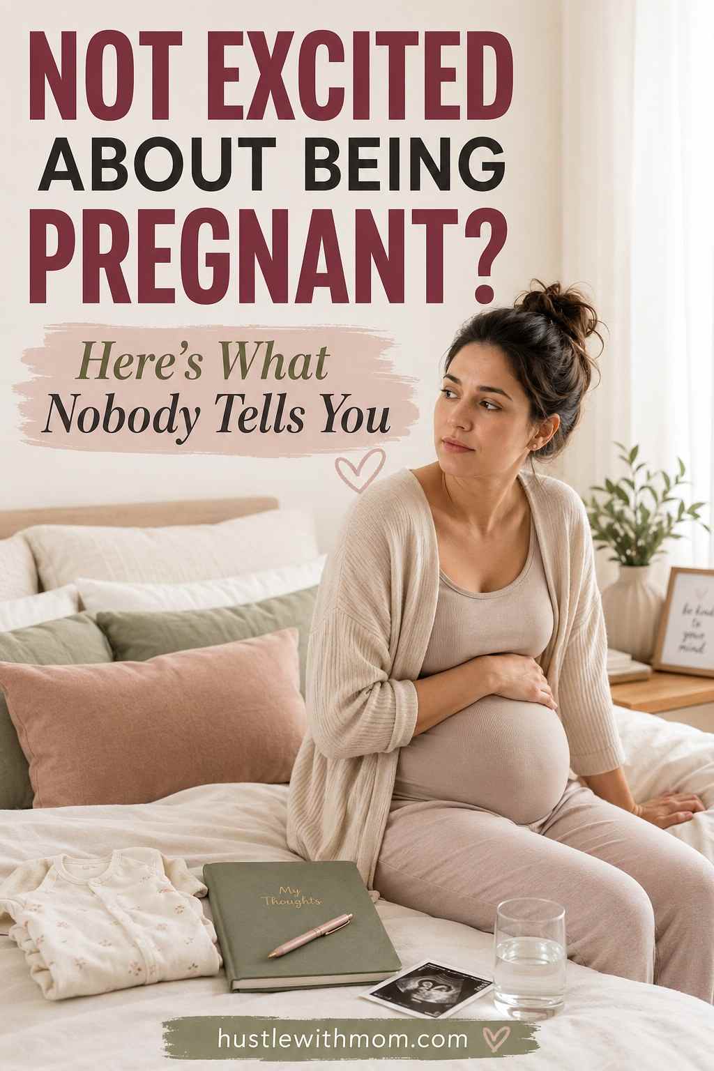 Pregnant woman experiencing mixed emotions and not feeling excited about pregnancy.