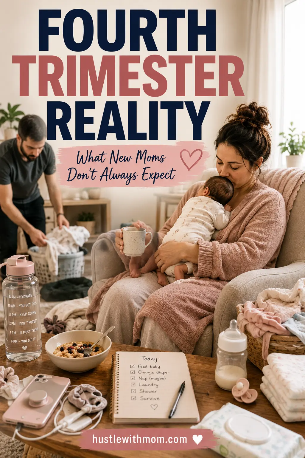 Fourth trimester reality showing a new mom adjusting to postpartum life and caring for her newborn.