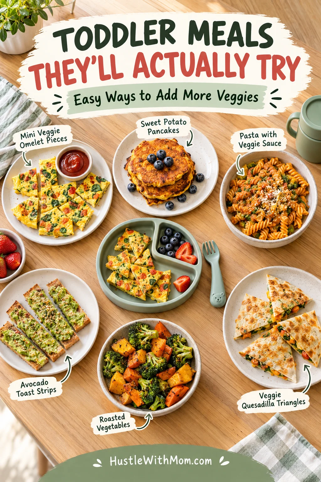 Healthy toddler meal ideas featuring vegetables in kid-friendly dishes.