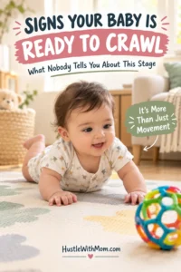 Baby showing early signs of crawling readiness during tummy time.